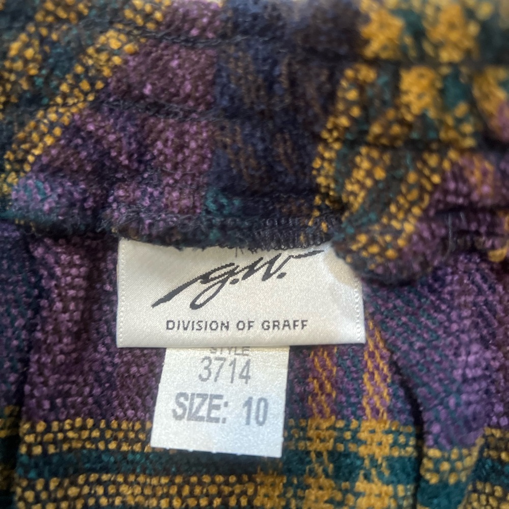 Vintage Plaid Midi blanket Skirt Purple Green preppy chic office casual size 10 - Picture 12 of 14
